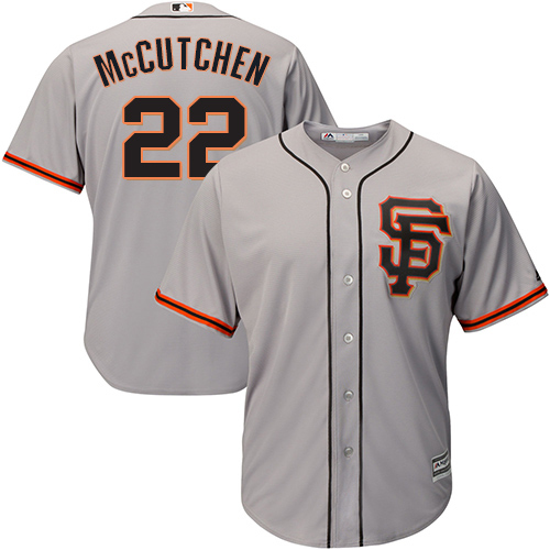 Giants #22 Andrew McCutchen Grey Road 2 Cool Base Stitched Youth MLB Jersey - Click Image to Close